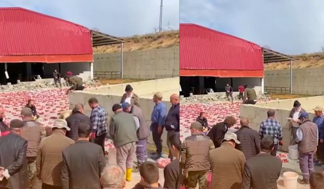 Kahramanmaraş’ta köylüler imece usulü kurban kesip herkese dağıttı