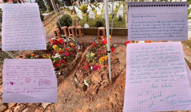 Kahramanmaraş'ta mezarlıktaki o notlar yürek yaktı!