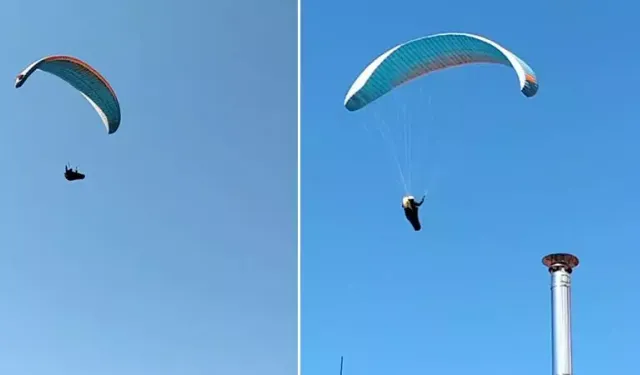 Mahallenin üstünden geçen paraşütçüyü çaya çağırdı