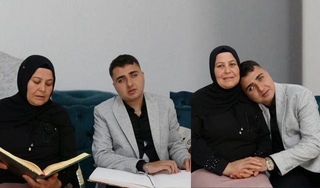 Braille alfabesini öğrendi görme engelli oğlunu hafız yaptı!