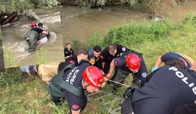 İnegöl'de dereye düşen kişi 1 kilometre sürüklendi