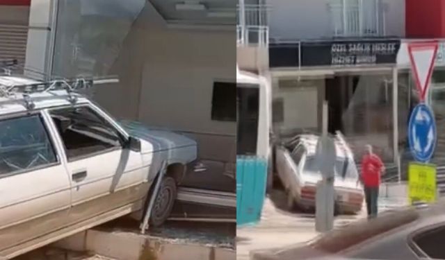 Kahramanmaraş'ta park halindeki araç dükkana daldı!