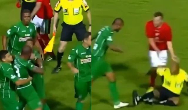 Kırmızı Kart Gören Futbolcu Hakeme Saldırdı
