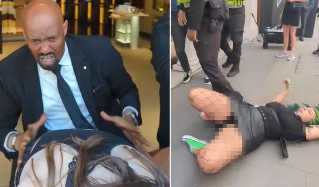 Lüks mağaza önünde ortalık karıştı! Kürk protestosu