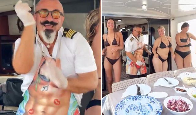 Lüks teknede skandal görüntüler: Tekne kaptanı turistlerle şov yaptı