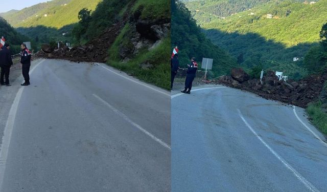 Trabzon-Bayburt karayolu heyelan nedeniyle ulaşıma kapandı