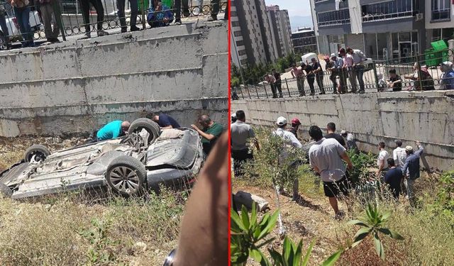 Kahramanmaraş'ta korkutan kaza: Otomobil su kanalına uçtu