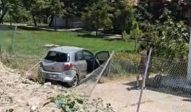 Mersin'de kaza yapan otomobil tel örgüleri aşıp bahçeye düştü