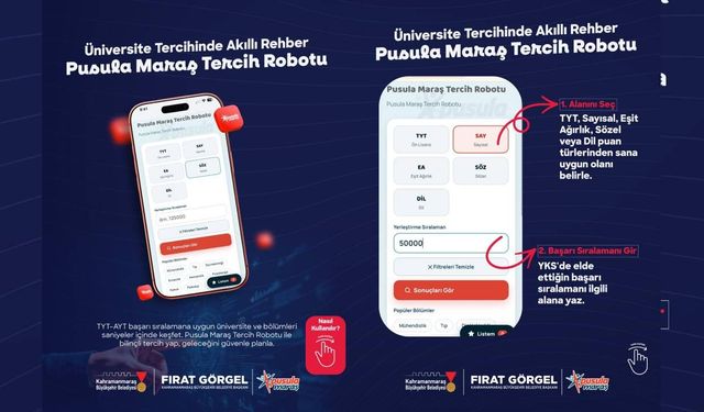 Kahramanmaraş'ta ücretsiz tercih robotu yayında
