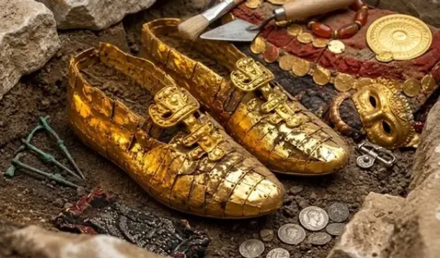 1500 yıl önce ölen genç kadının mezarından altın kaplama ayakkabılar çıktı