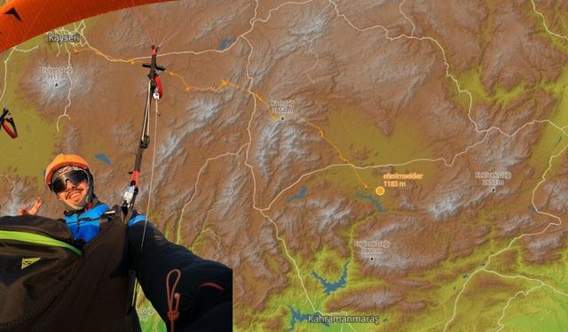 Kayseri'den yamaç paraşütüyle çıkan sporcu Kahramanmaraş'a ulaştı