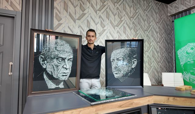 Kahramanmaraş’ta oto lastik tamircisi camı kırarak sanata dönüştürüyor
