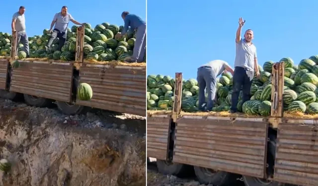 Karpuz Yüklü Kamyon Çöplüğe Boşaltıldı