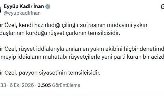 AK Parti'li İnan: Özgür Özel, rüşvetçilerle yeni parti kuran bir acizdir