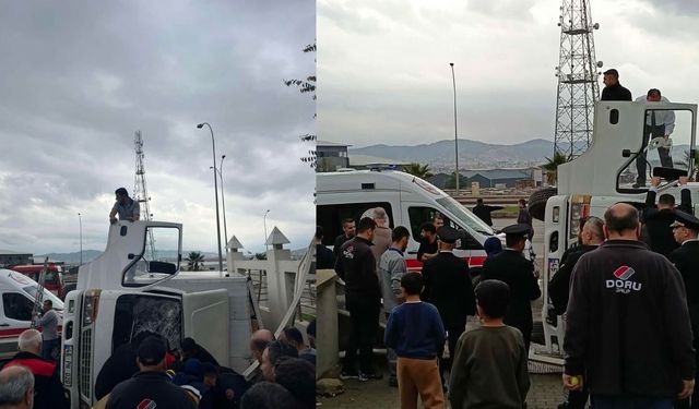 Kahramanmaraş-Kayseri yolunda kamyon devrildi! Cami duvarına çarptı
