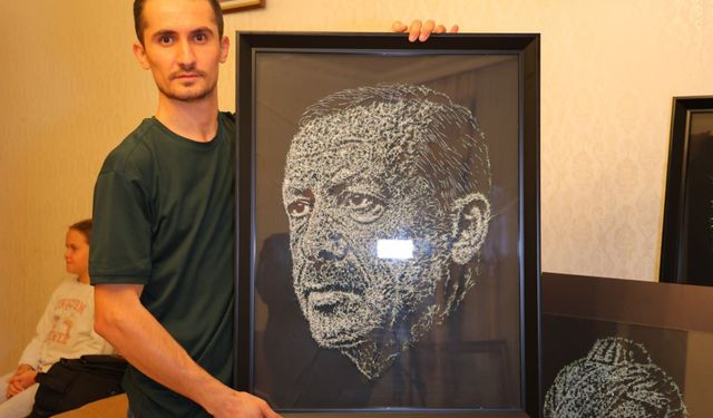 Kahramanmaraş'ta çekiçle cama portre yapıyor!