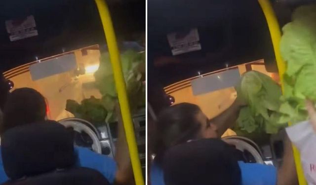 Kırmızı ışıkta bekleyen dolmuş şoförü yolculara marul ısmarladı