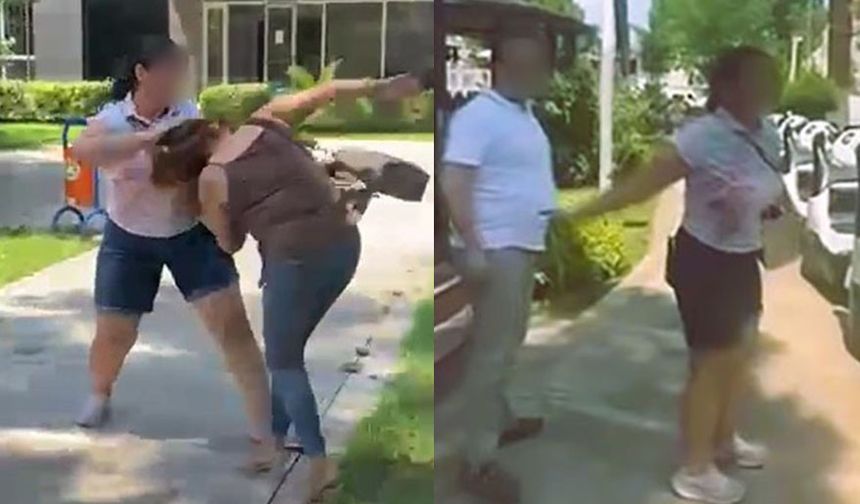 Kocasıyla birlikte parkta bastığı kadını saçından sürükledi
