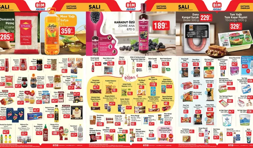 4 Kasım Salı BİM Aktüel Ürünleri Yayınlandı: Kaşar Peyniri ve Pirinç İndirimi