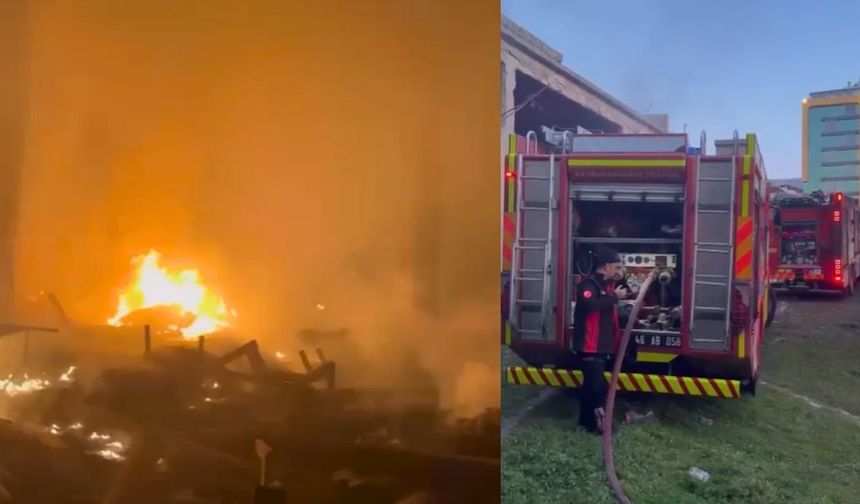 Kahramanmaraş’ta kullanılmayan iş yeri alev alev yandı