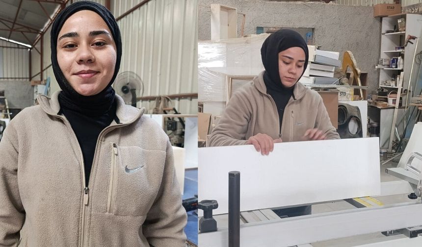 Kahramanmaraş’ta üniversiteli genç kadın mobilya ustası oldu