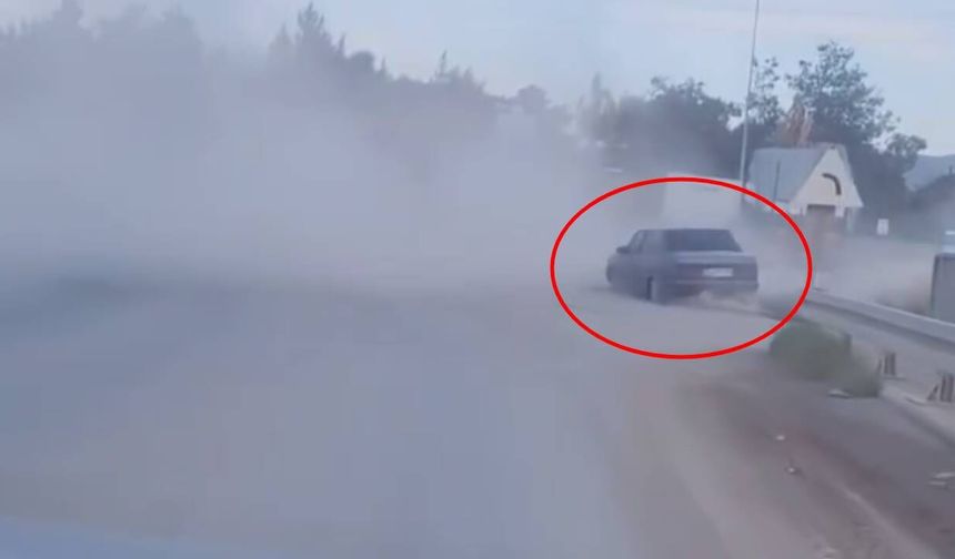 Kahramanmaraş'ta drift yapan otomobil kamerada