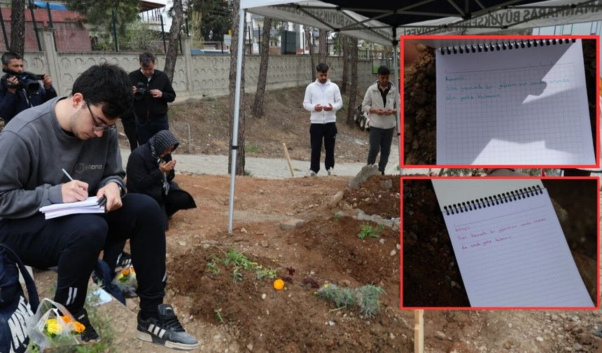 Kahramanmaraş'ta ölen çocukların mezarına notlar yağdı!