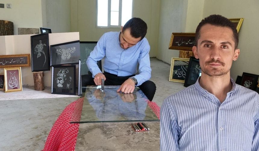Kahramanmaraş'ta oto tamircisi camdan sanat eseri yapıyor!