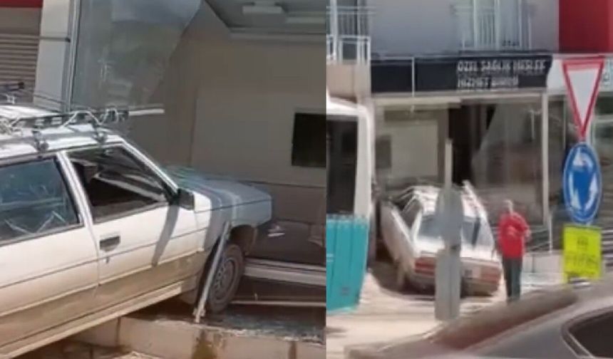Kahramanmaraş'ta park halindeki araç dükkana daldı!
