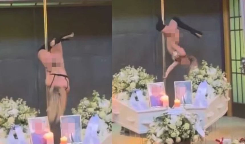 Cenazede Alışılmadık Veda! Yarı Çıplak Direk Dansı Yaptı