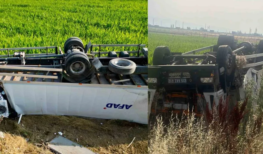 Kahramanmaraş’tan İzmir’e Giden AFAD Tırı Devrildi: 2 Yaralı