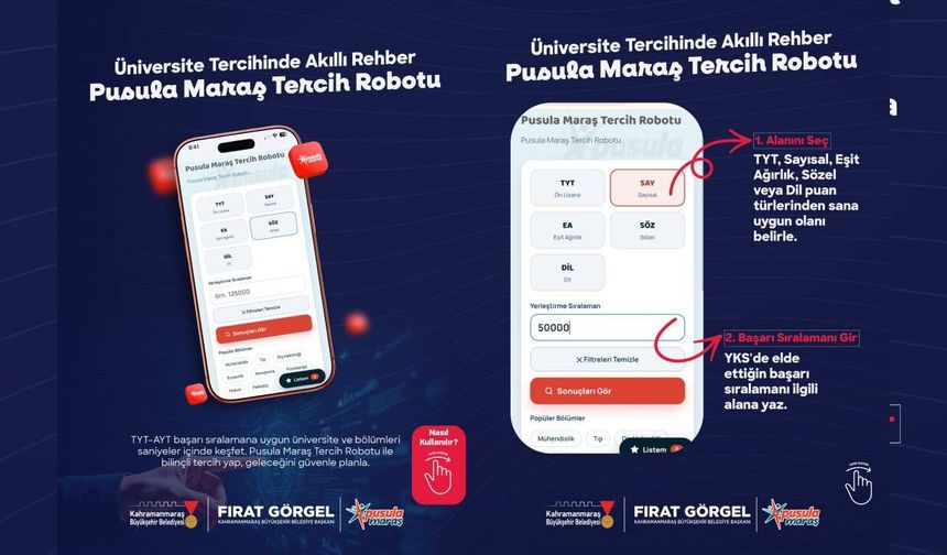 Kahramanmaraş'ta ücretsiz tercih robotu yayında