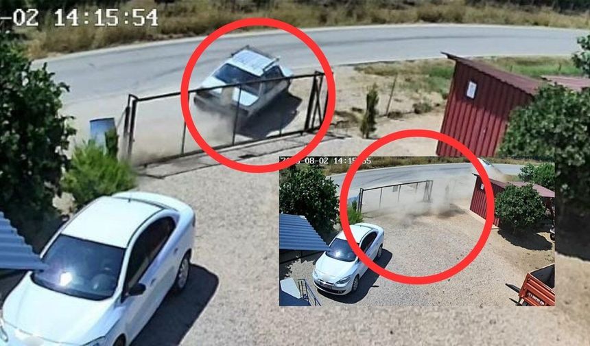 Adanada takla atan otomobil güvenlik kamerasına saniye saniye yansıdı