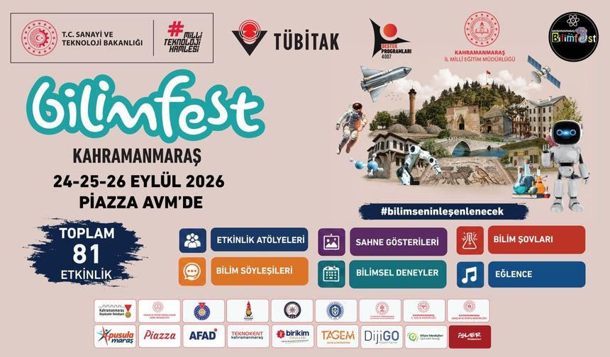 Kahramanmaraş’ta BİLİMFEST heyecanı başlıyor! 3 gün sürecek