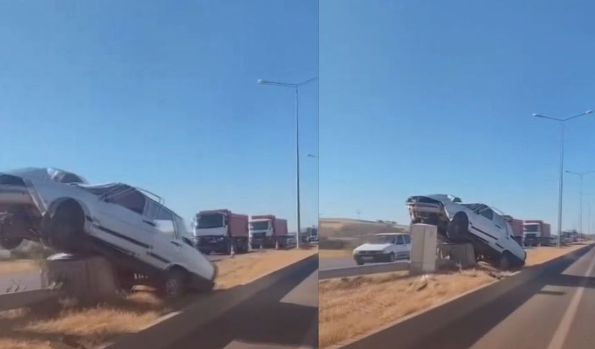 Kahramanmaraş'ta kontrolden çıkan otomobil refüje uçtu!
