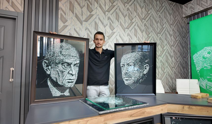 Kahramanmaraş’ta oto lastik tamircisi camı kırarak sanata dönüştürüyor