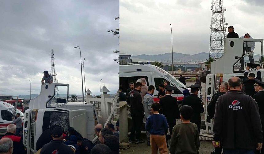 Kahramanmaraş-Kayseri yolunda kamyon devrildi! Cami duvarına çarptı