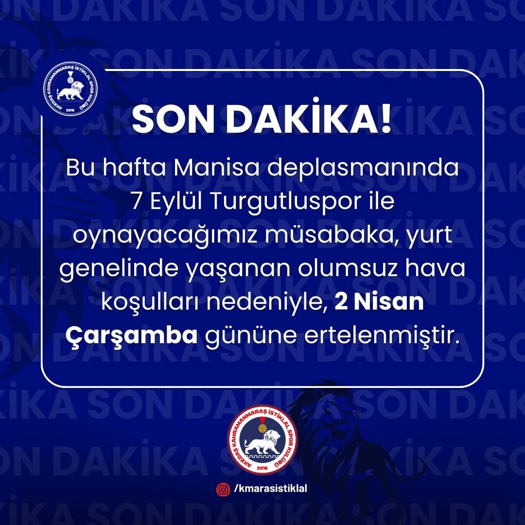 Olumsuz Hava Koşulları Nedeniyle Kahramanmaraş’ta Maçlar Ertelendi