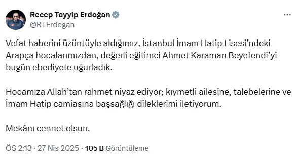Cumhurbaşkanı Erdoğan, Eski Arapça Öğretmeninin Cenaze Namazına Katıldı (2)