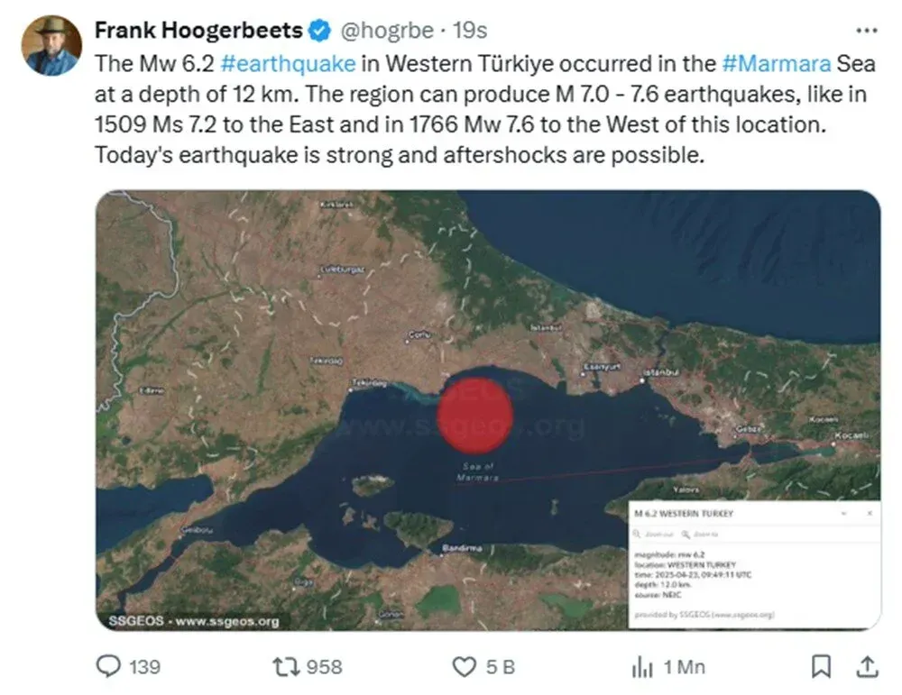 Frank Hoogerbeets'ten İstanbul Depremi Tahmini Kahramanmaraş Depremini Önceden Bilmişti (1)