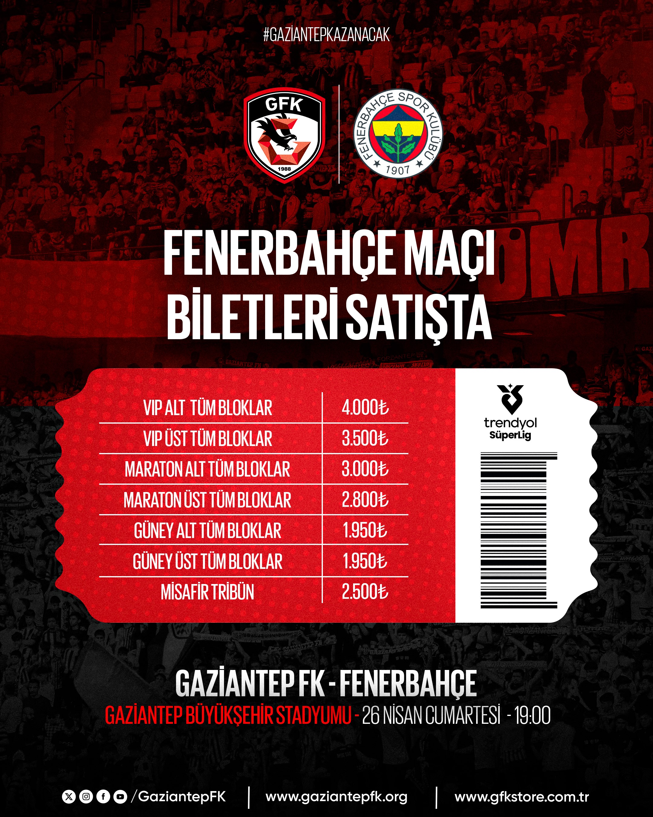 Gaziantep Fk – Fenerbahçe Maçı İçin Biletler Satışta! (2)