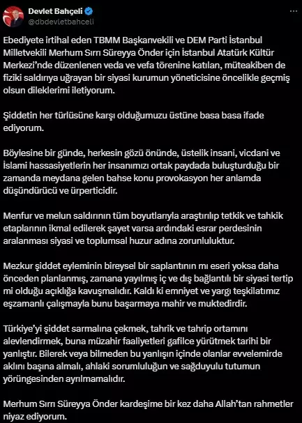 Mhp Lideri Bahçeli'den Özel'e Yapılan Saldırıya Sert Tepki