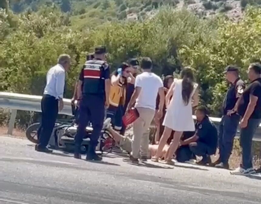 Antalya Akseki’de Virajı Alamayan Motosiklet Sürücüsü Kaza Yaptı, Yaralandı (2)