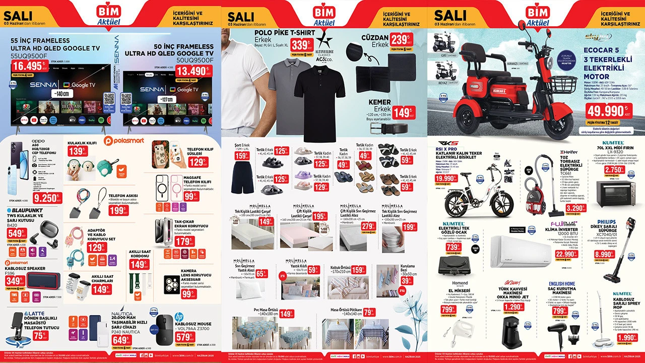 Bi̇m 3 Haziran Salı Kataloğu Elektrikli Motor, Bisiklet, Tv, Telefon Ve Daha Neler Neler (1)