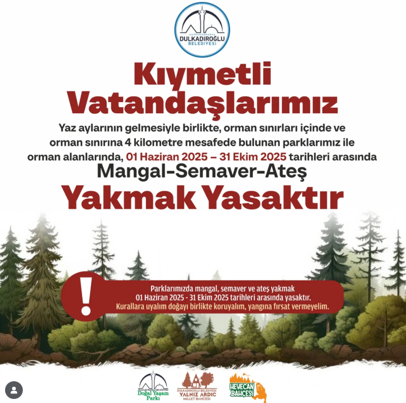 Kahramanmaraş'ta Mangal Semaver Ve Ateş Yakmak Yasaklandı