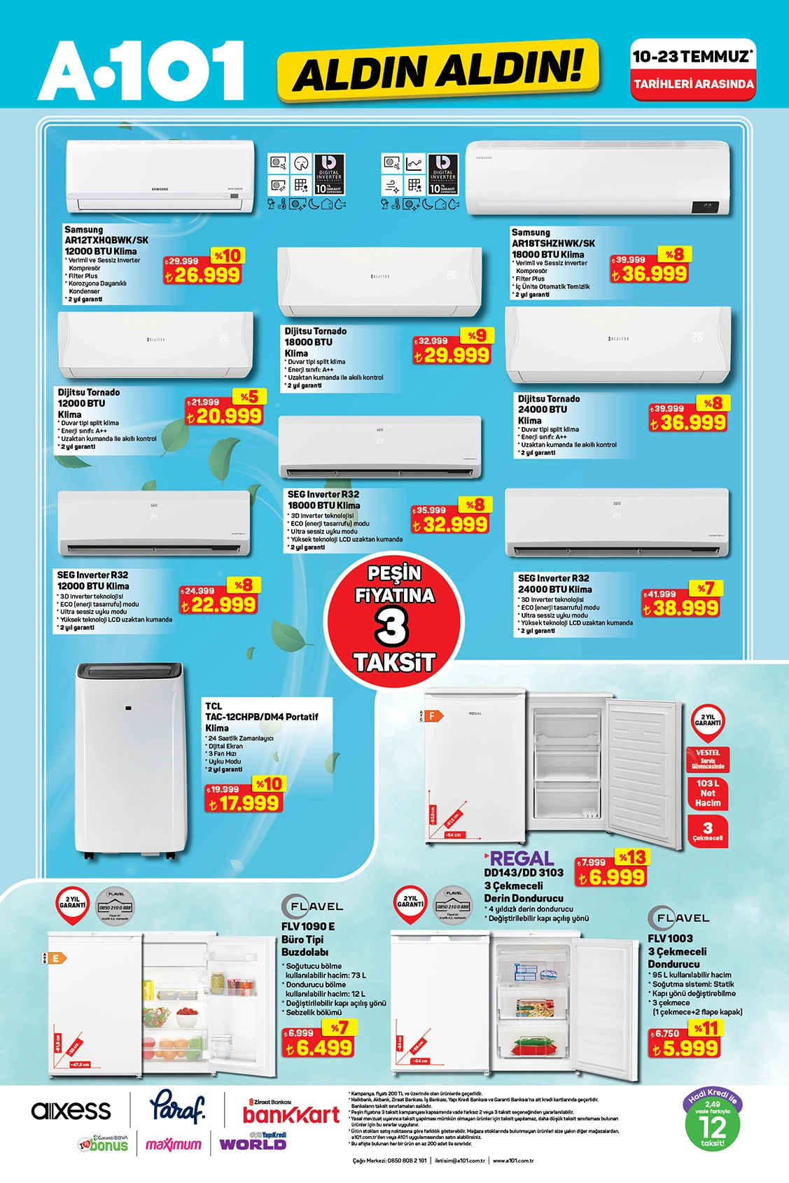 A101 Peşin Fiyatına 3 Taksitle Klima Ve Beyaz Eşya Satacak (1)