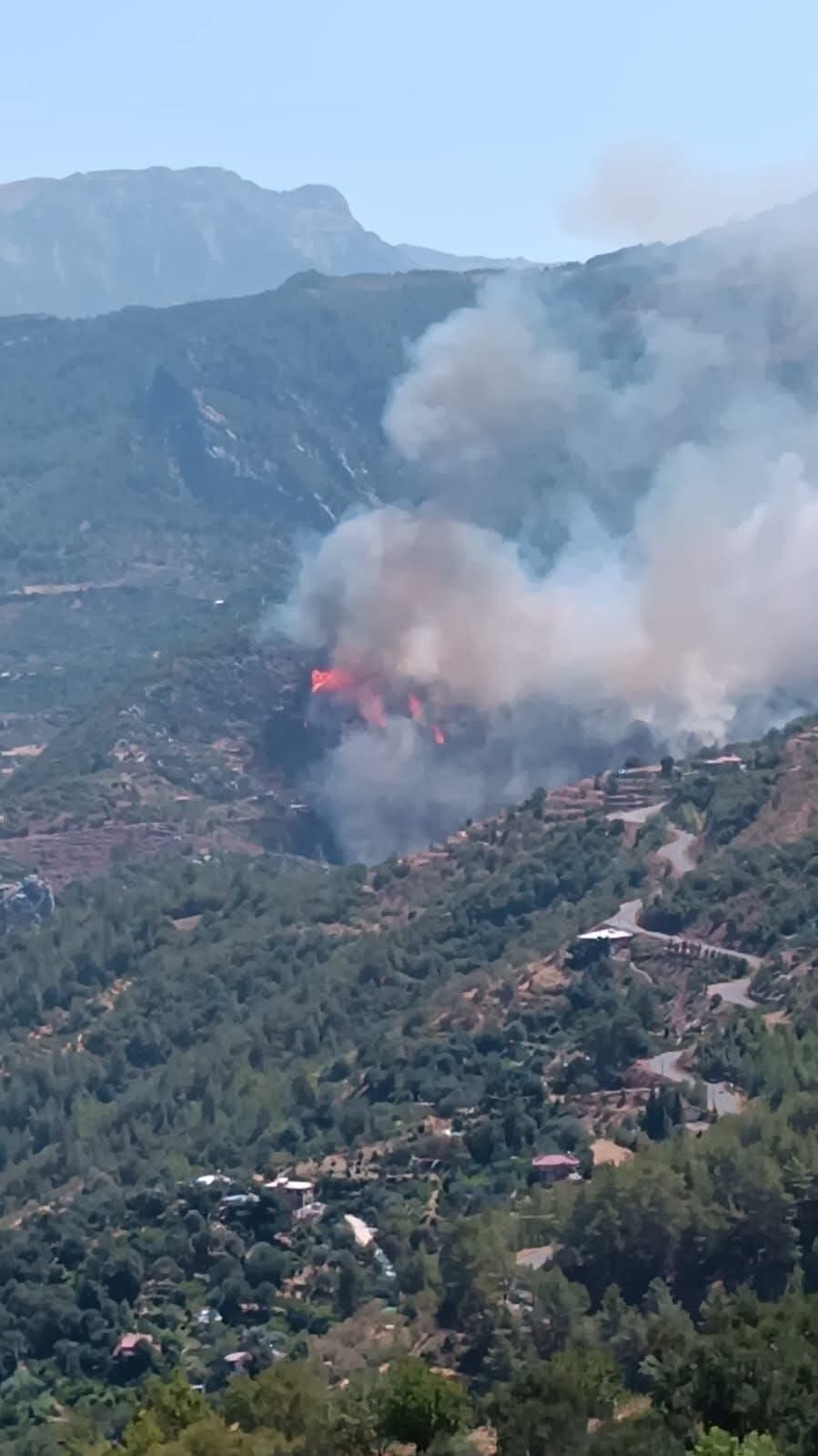 Gazipaşa’da Orman Yangını Yerleşim Alanlarını Tehdit Ediyor (1)