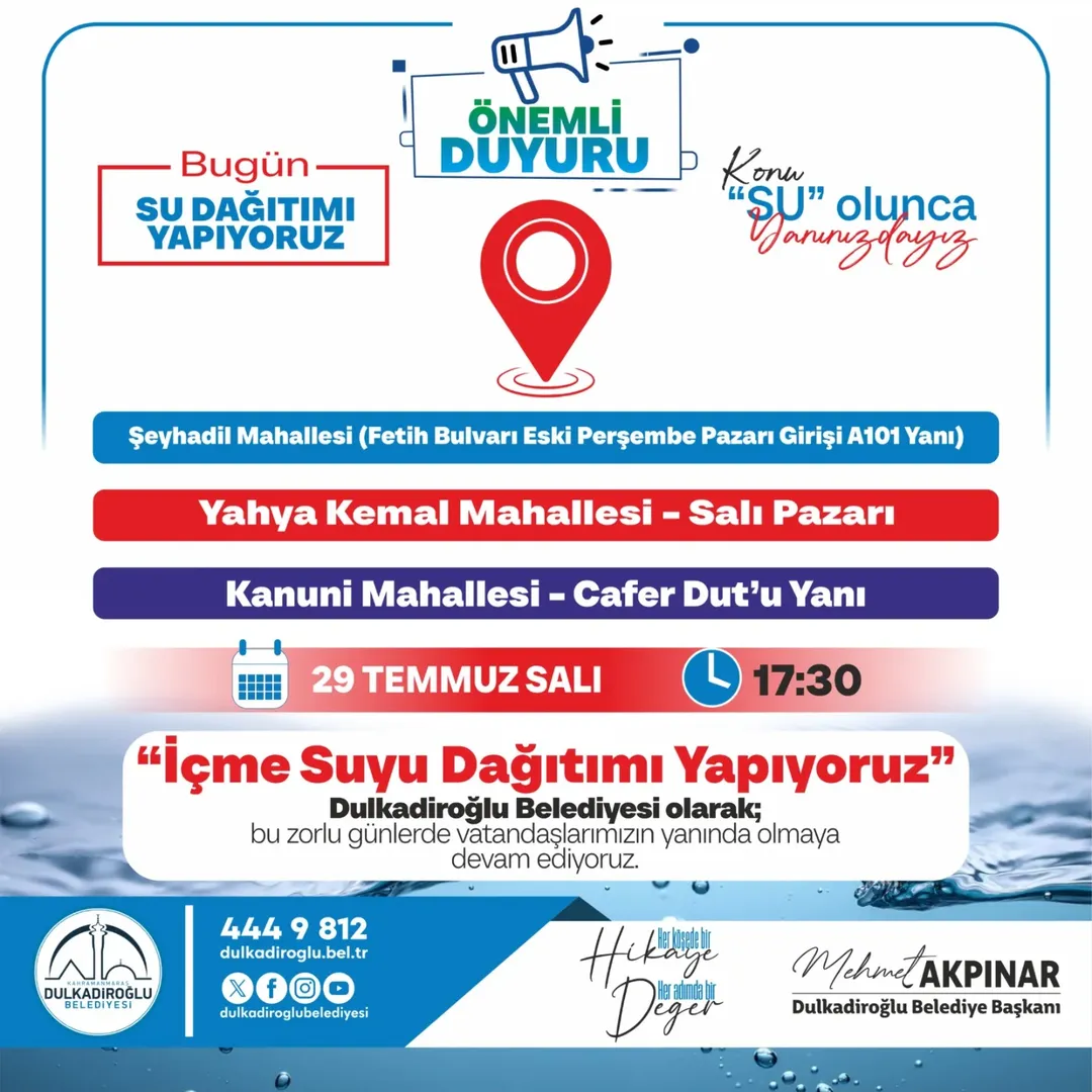 Kahramanmaraş'ta Bugün De Ücretsiz Su Dağıtımı Yapılacak! İşte Noktalar (2)