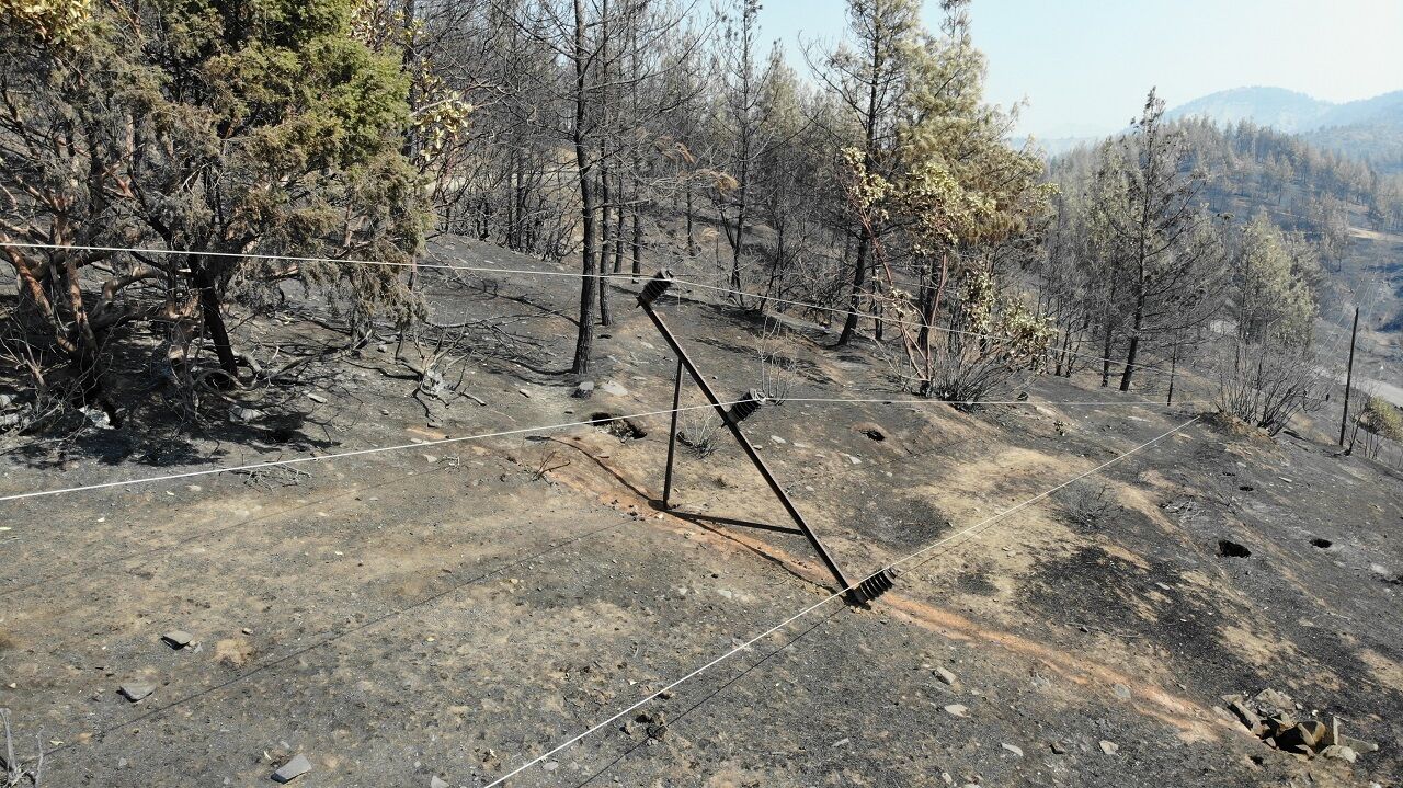 Kahramanmaraş'ta Yangın Sonrası Küle Dönen Ormanlık Alan Dronla Görüntülendi (1)