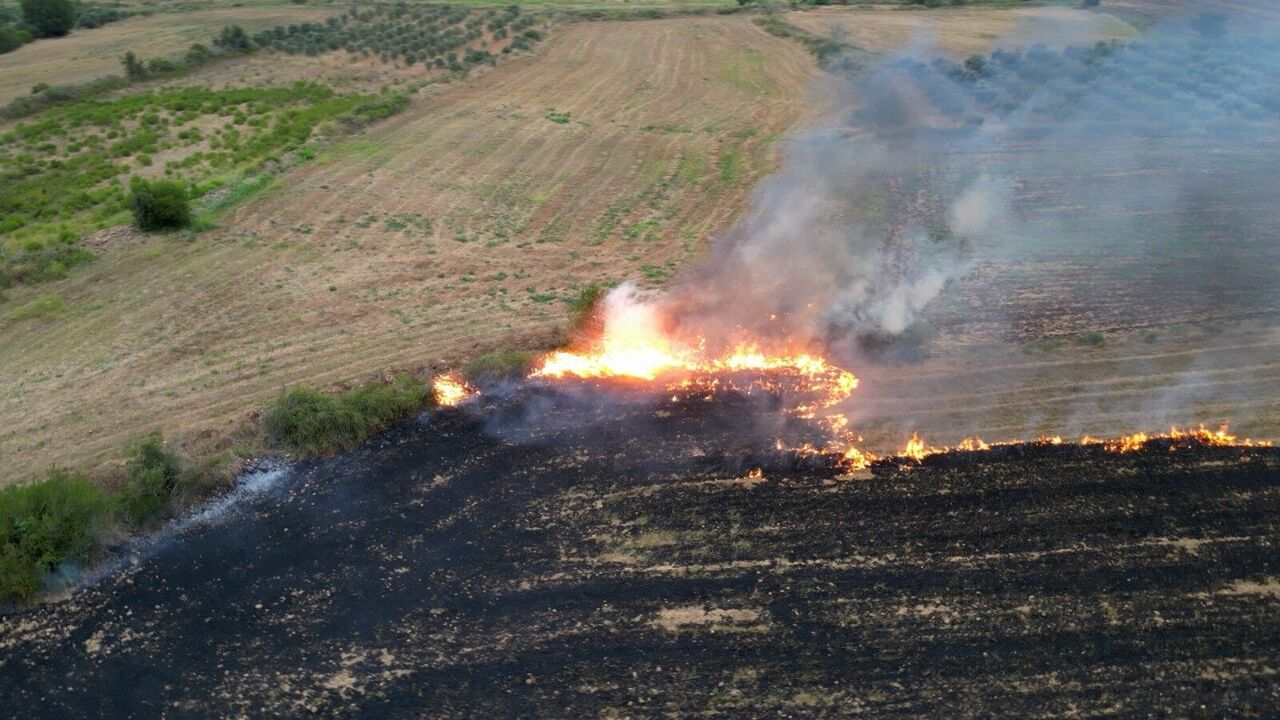 Osmaniye’de Anız Yangını Dronla Görüntülendi Orman Faciası Önlendi (5)